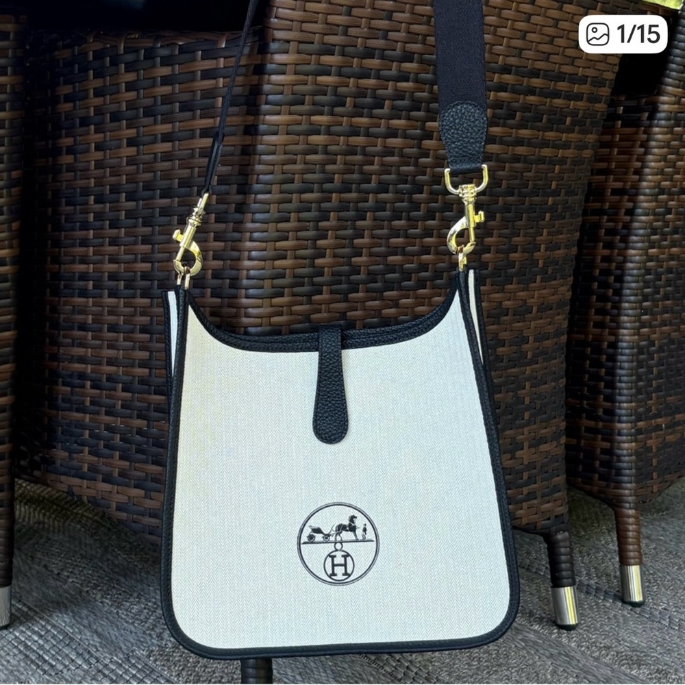 *Upcycled* LARGE - HERMES HERITAGE ECO CROSSBODY in black